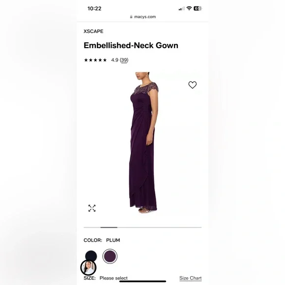 Xscape Brand Size 12 Plum Color Long Gown - Picture 5 of 13